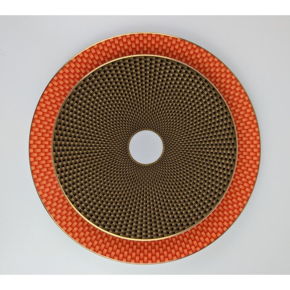 Raynaud Tresor Set of 2 Plates: Salad/Dessert, Bread Orange Brown Limoges